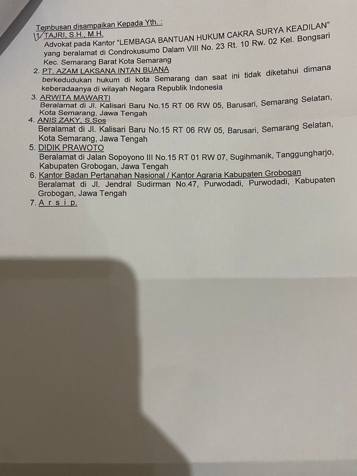 Surat PN Purwodadi ke Mahkamah Agung : PT.Alib Fiktif Tidak Diketahui Keberadaannya 9 IMG 20250101 WA0070