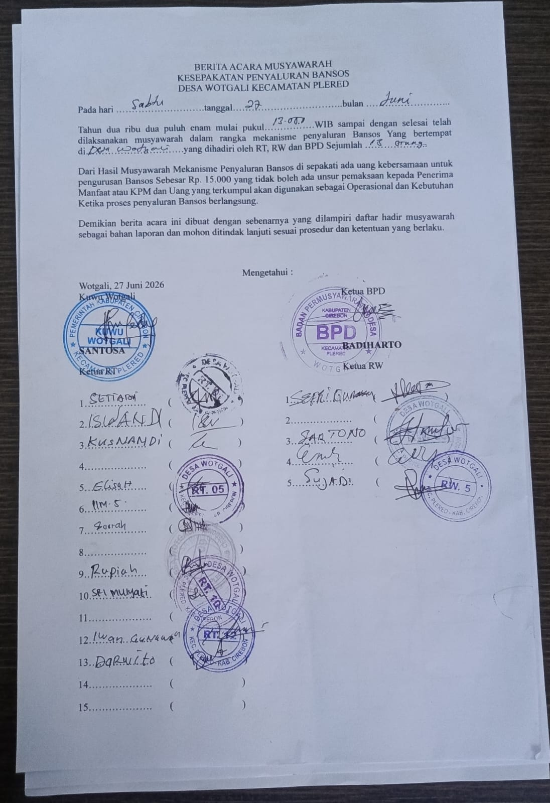 Usai Viral Dugaan Pungutan Bansos, Perangkat Desa Wotgali Buka Klarifikasi, Uang Rp15 Ribu Disebut Hasil Musyawarah, Bukan Pungutan Wajib 14 IMG 20260705 WA0005
